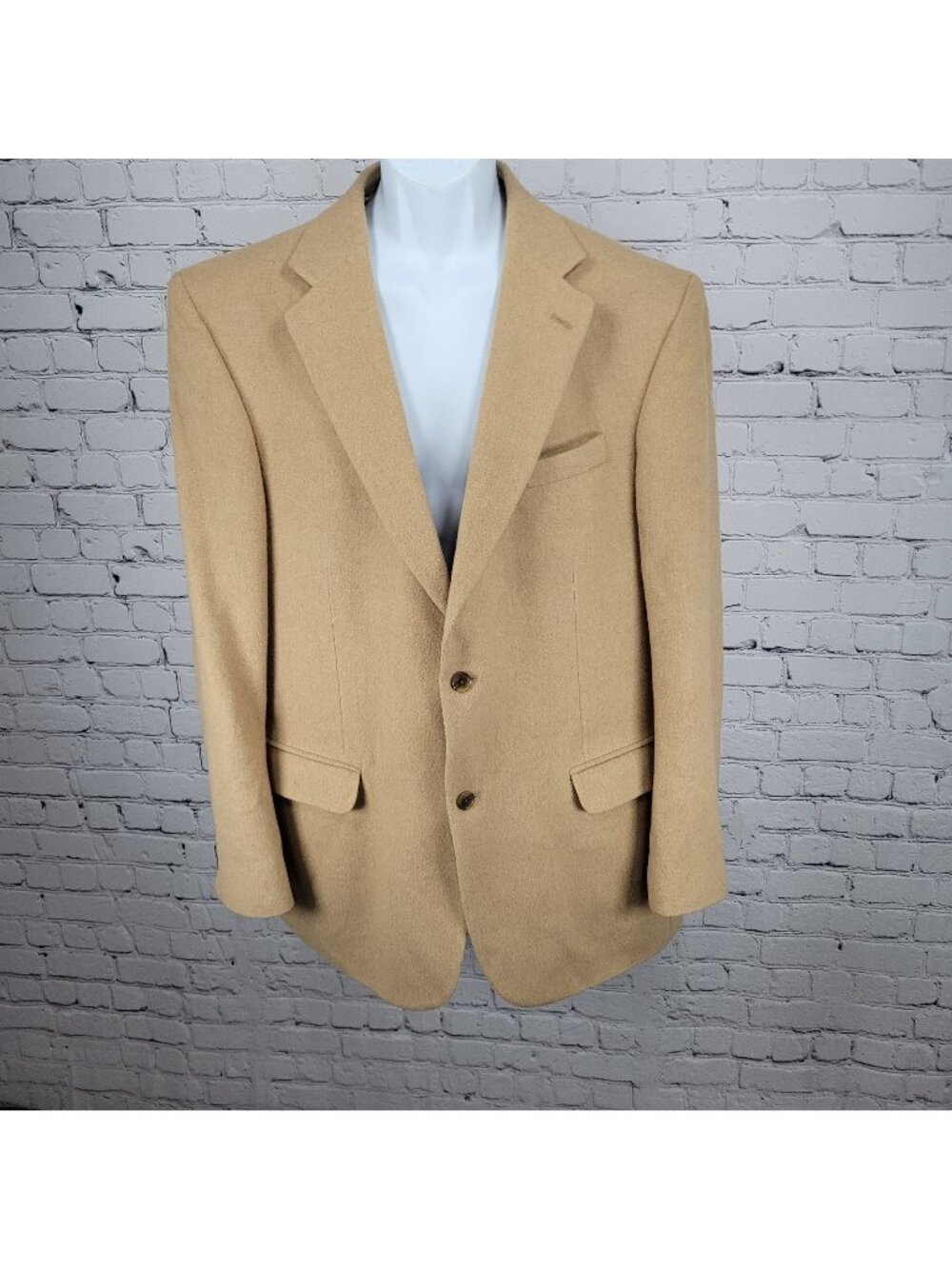 Lands' End Tan 100% Camelhair 2 Button Single Vented Notch Blazer Sport Coat 43L
